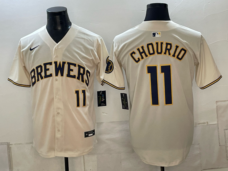 Men 2026 Milwaukee Brewers #11 Chourio cream Game Nike MLB Jersey 101204